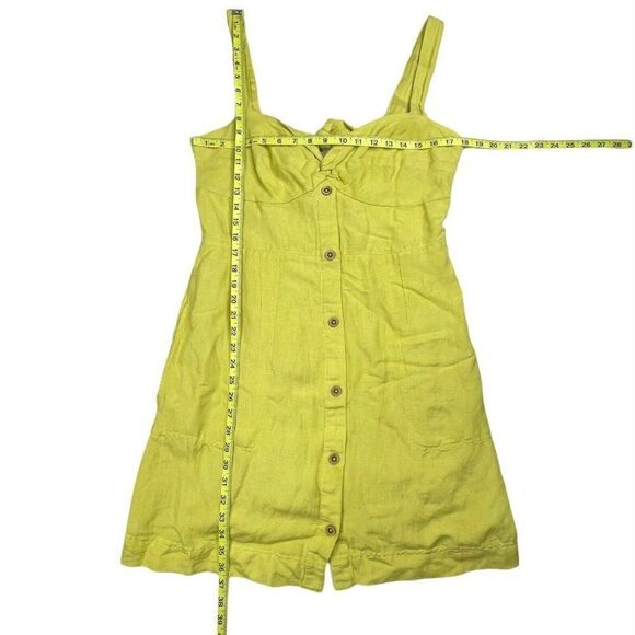 Anthropologie Maeve Linen Blend Retro Sundress Lime - Picture 11 of 13
